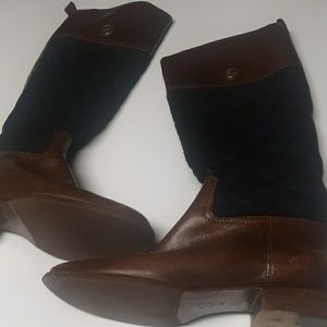 Tory Burch quilted and brown leather boots size 9